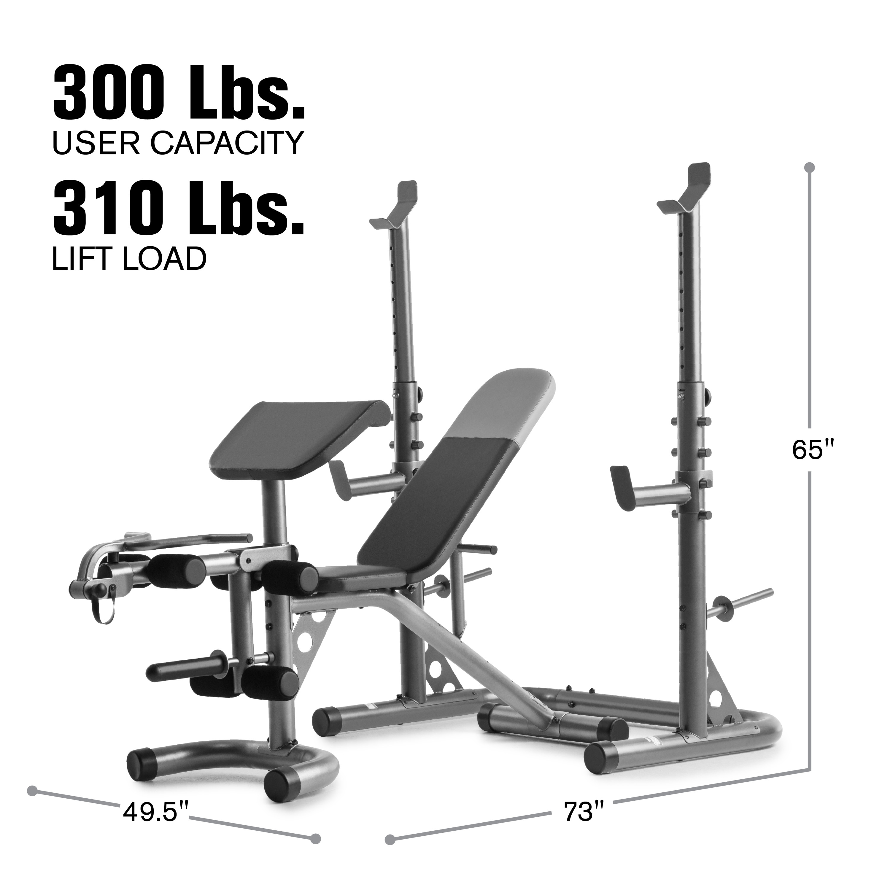 Weider XRS 20 Adjustable Bench with Olympic Squat Rack and Preacher Pad, 610 lb. Weight Limit - image 6 of 13
