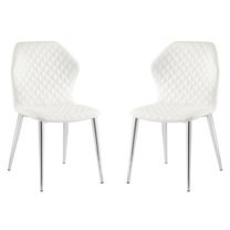 Casabianca Home Olivia Set of 2 Polyurethane Leather Dining Chairs - White