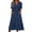 Navy, variant on Women’S Casual V Neck Short Sleeve Midi Dress, Smocked Waist Tiered Ruffle A-Line Swing Dress With Side Pockets, Soft Lightweight Polyester Fabric, 1pc, Sizes S M L XL XXL