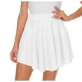thumbnail image 6 of Women Casual Mini Stretch Waist Flared Plain Pleated Skater Skirt (Medium, Black), 6 of 8