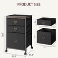 thumbnail image 2 of File Cabinet with 3 Drawer, Mobile Filing Cabinet for Home Office Fits Letter Size or A4, Fabric Vertical File Cabinet on Wheels, Home Office Small Under Desk Storage Cabinet, Rustic Black, 2 of 7