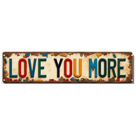 Decorative Tin Signs 16*4 Inches "Love You More" Family Wall Decor, Family Sign, Home Sweet Home Sign Ideal for Living Room, Entryway, Bedroom, Dining Room