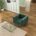 thumbnail image 6 of Rnfurnishings 2-PC Velvet Living Room Furniture Sofa+Armchair Set-Dark Green, 6 of 8