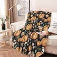 thumbnail image 2 of Fall Pumpkins and Flowers Pattern Round Blanket,Comfortable Soft Flannel Throw Blanket,All Season,Warm Lightweight Blankets for Sofa Bed Couch Living Room Chair 47"x47", 2 of 5