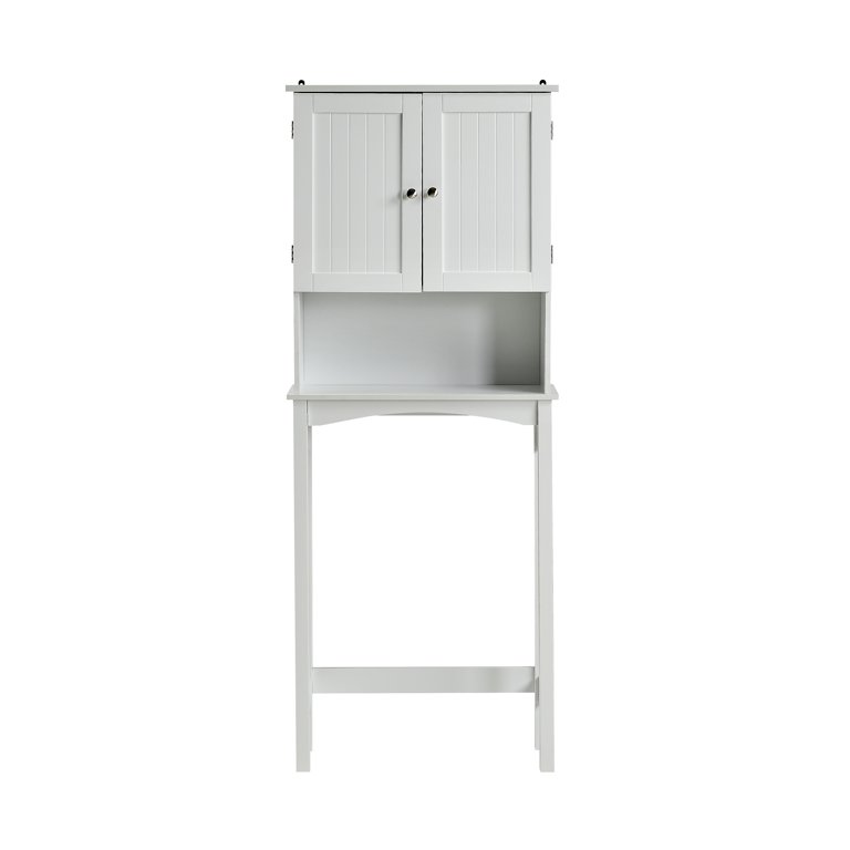 Syngar Bathroom Above Toilet Cabinet, White MDF Storage Cabinet, Bathroom Storage Space Saver with Adjustable Shelf & A Barn Door, Over The Toilet