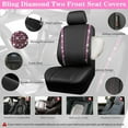 thumbnail image 5 of Car-Grand Bling diamond Rhinestone Leather car seat covers front pair shinning spark glitter crystal cute universal fit automotive glitter SUV truck sedan women girly Pink, 5 of 7