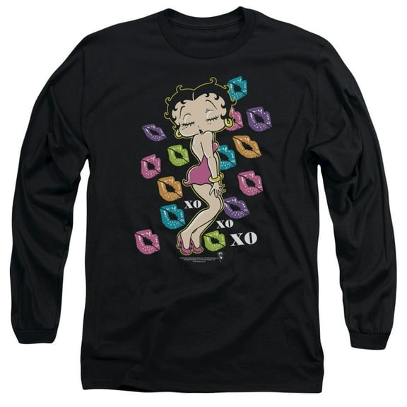 Betty Boop Tripple Xo Long Sleeve T-Shirt Adult 18/1 Black