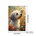 thumbnail image 4 of AMHNF Adorable Dog with Blue Butterfly Linen Garden Flag for Spring Summer Home Outdoor Garden Yard Door Decor 12x18 inch, 4 of 5