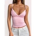 thumbnail image 4 of Camisole Tops for Women Tank Tops Y2K Spaghetti Strap Undershirts Slim Going Out Top Pink M, 4 of 8