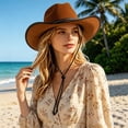 thumbnail image 5 of Unisex Western Cowboy Hat With Studded Leather Band Wide‑Brim Hat Vintage Festival Party Cosplay Outdoor Travel Fashion Head‑Accessory, 5 of 6