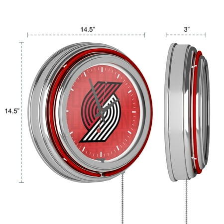 Portland Trail Blazers NBA City Chrome Neon Clock - Red, Black, White, Gray
