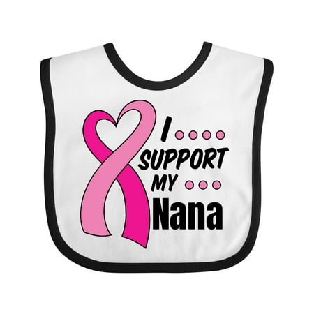 

Inktastic Breast Cancer Awareness I Support My Nana with Pink Ribbon Gift Baby Boy or Baby Girl Bib