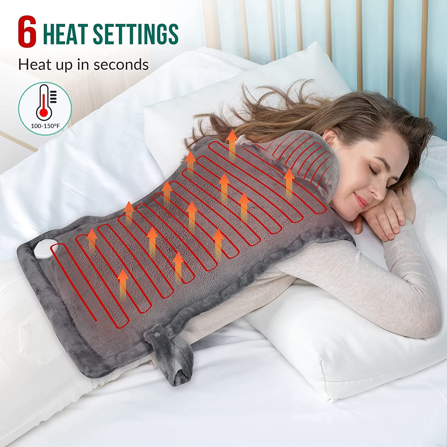 Snailax Heating Pad for Back Pain Relief, Electric Large Heat Pad for Neck and Shoulders, Weighted Wearable Heated Wrap
