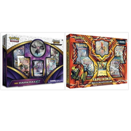 Pokemon Shining Legends Darkrai GX Box and Tapu Koko Figure Box Trading Card Game Collection Box Bundle, 1 of Each. Great Variety Gift Set For Boys or