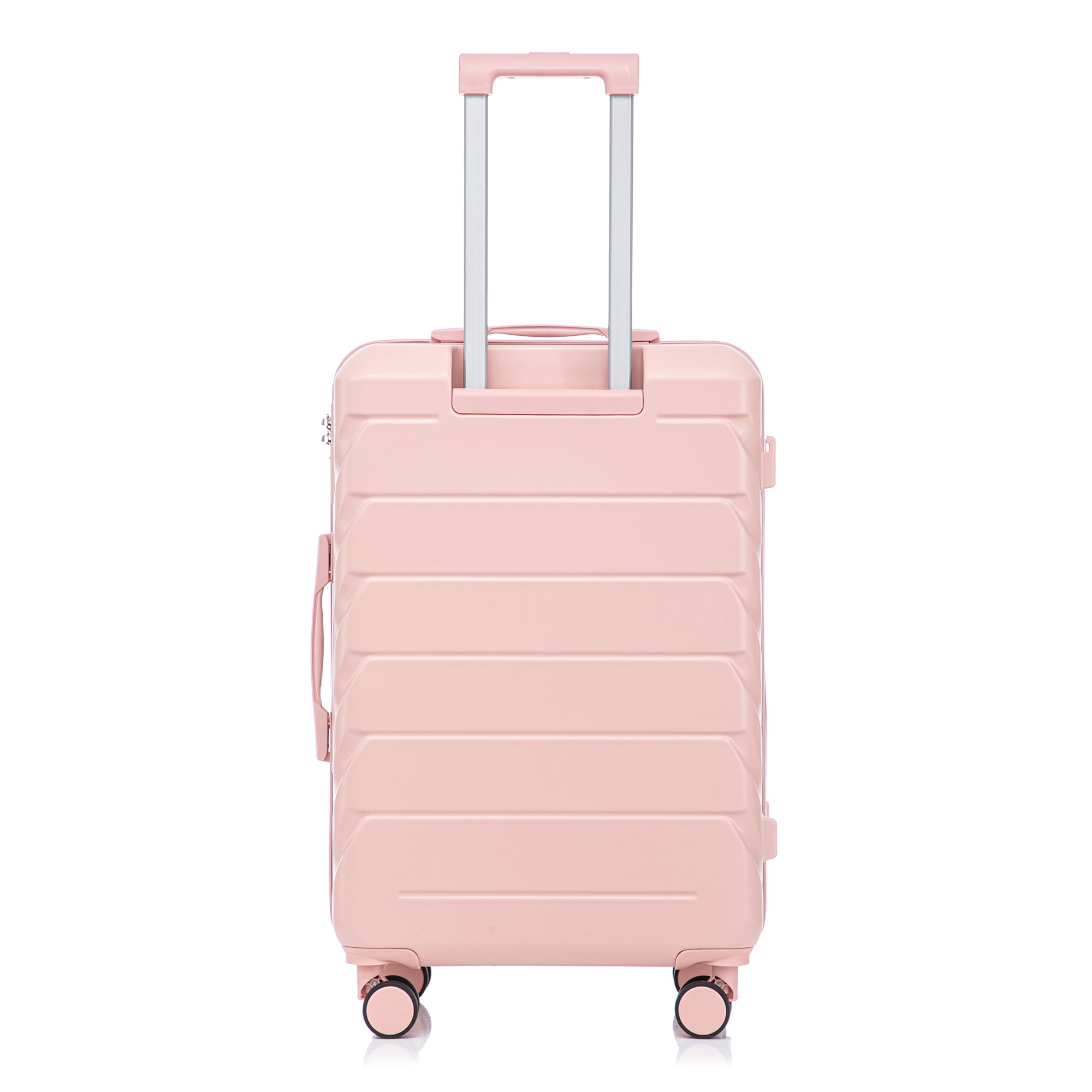 28 Inch ABS Hard Shell Large Travel Checked Luggage - Scratch Resistant Surface Four Multi-Directional Wheels, With Combination Lock and Side Hooks .(Pink)