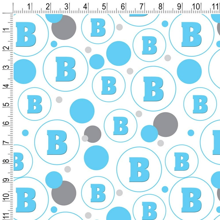 Letter B Initial Baby Boy Block Font Blue Shower Premium Gift Wrap Wrapping Paper Roll Pattern