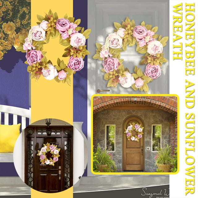 WIFKLSIIPG Spring Leaf Wreath Artificial Home Decoration Wreath front Door