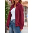 thumbnail image 3 of Abrigo PRETTYGARDEN Bomber de Ante Sintético Burdeos Talla M, 3 of 8