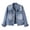 Blue, variant on Tqcoqu Women's Lapel Frayed Hem Distressed Washed Cropped Denim Jacket,Long Sleeve Trucker Coat,2026 Spring Fall Trendy Clothes,Blue Women's S-XXL
