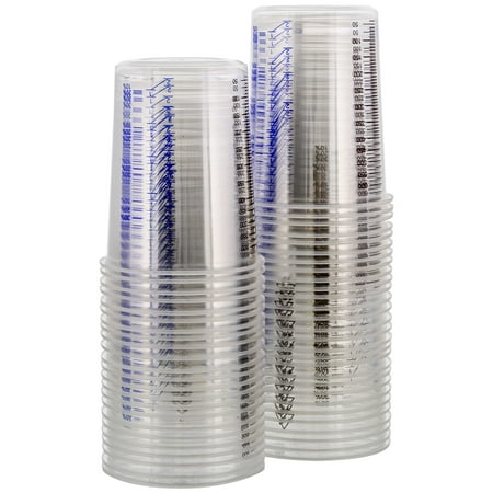 Resistant Black Resin TCP Global - (Box of 50) 20 Ounce/600cc - Disposable Graduated Clear Plastic Cups for Mixing Paint, Stain, Epoxy, Resin ()