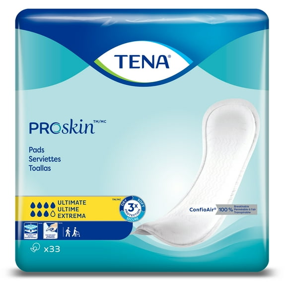TENA Light Ultimate Liners, Unisex Adult Urinary Incontinence Pads, 33 Count, 1 Pack