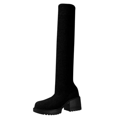 

Luiyenes Women Minimalist Heeled Sock Boots Long Boots Ladies Knee Length Boots