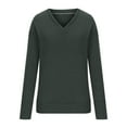 thumbnail image 5 of Lovskoo 2024 Womens Sweaters Long Sleeve Winter Fall Casual Solid Color V-Neck Knitted Loose Sweater Top Olive Green S, 5 of 8