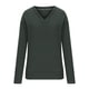 thumbnail image 5 of Suéter de cuello en V para mujer, suéter informal de invierno de color liso, cuello alto, manga larga, tejido suelto, suéter para mujer, 5 of 7