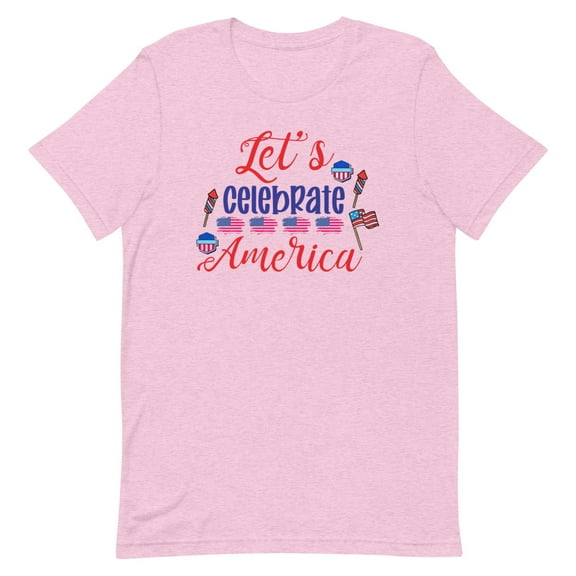 Let us Celebrate America Patriotic Shirt (Heather Prism Lilac, XS)