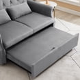 thumbnail image 7 of 55" Pull Out Sleeper Sofa Bed,3 in 1 Convertible Sleeper Loveseat Couch Modern 2 Seater Velvet Sofa Bed with Adjustable Backrest and Lumbar Pillows for Apartment Office Living Room,Gray, 7 of 7