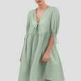 thumbnail image 2 of Women's Casual A Line V Neck Dress With Front Tie Detail For Summer Indoor And Outdoor Wear, 2 of 2