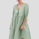 thumbnail image 2 of Vestido de mujer con cuello en V y corte en A: lazo delantero, mangas semicortas, ligero, para uso en interiores y exteriores en verano, 2 of 4