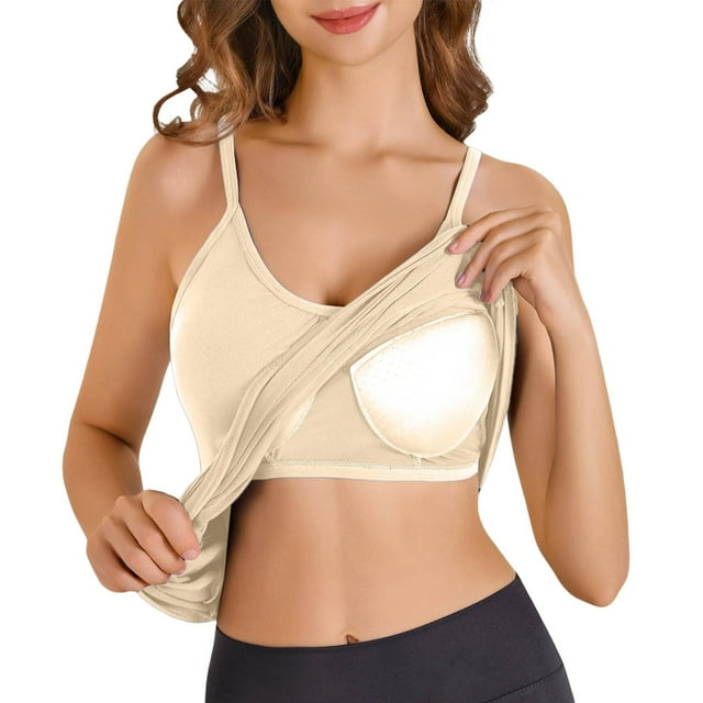 Camisole For Women Built In Bra Tank Tops Plus Size Flowy Adjustable Spaghetti Strap Tanks Pleated Loose Vest