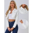 thumbnail image 2 of DARING DIVA Women's Collared Button Down Long Sleeve Crop Denim Jackets S White, 2 of 6