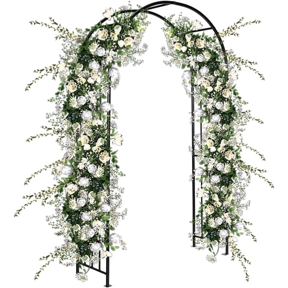 IRONMAX Garden Arch, Heavy Duty Galvanized Steel Garden Arbor with 8 Ground Stakes, Outdoor Garden Trellis for Climbing Roses Vines & Wedding Ceremony Party, 86 Inch