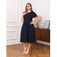 thumbnail image 3 of a.Jesdani Womens Plus Size Dresses Flutter Sleeve A-Line Midi Dress Wedding Guest Dress Navy L, 3 of 14