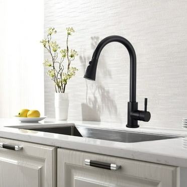 Flynama Pull Down Single Handle Kitchen Faucet with Deck Plate