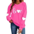 thumbnail image 2 of BLTIBY Valentine Sweatshirts for Women Love Heart Graphic Sweater Long Sleeve Crew Neck Pullover Blouse Fashion Casual Valentines the Day Tops Hot Pink 2 M, 2 of 9