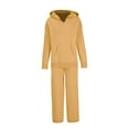 thumbnail image 4 of CILENON Womens Loungewear Women's Casual Fall/Winter 2 Piece Sweater Set With Long Sleeved Hoodie And Pocket Wide Leg Pants Set Tracksuit Airplane Outfits for Women 2024 (Yellow,S), 4 of 4