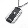 thumbnail image 3 of Men's Stainless Steel Cross Dog Tag Necklace - Philippians 4:13 / Proverbs 4:23 / Joshua 1:9 Engraved Religious Pendant, Faith Jewelry for Men, Trendy Streetwear Accessory for Daily Wear, Baptism & B, 3 of 3
