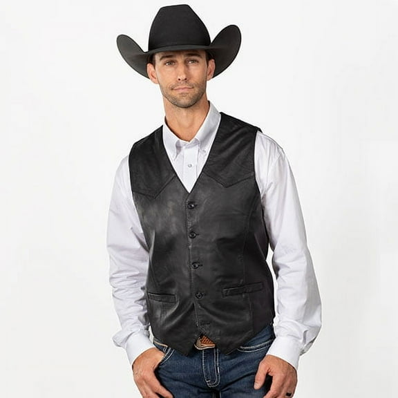 Cripple Creek Outerwear Vest Mens Leather Button Front ML3059