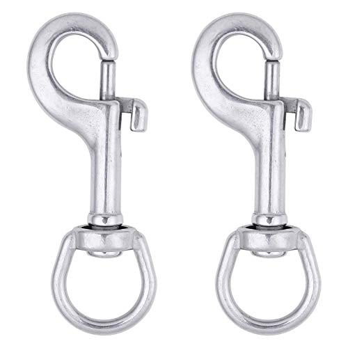 2Pcs 3-1/2 Inch Stainless Steel 316 Swivel Eye Bolt Snap Hook Marine Grade Single Ended Diving Clips for Flagpole/Pet Leash/Camera Strap/Keychains/Tarp Covers/Clothesline