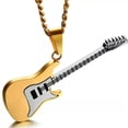 thumbnail image 4 of Silver/Gold/Black Stainless Steel Guitar Pendant Mens Music Lover Chain Necklace, 4 of 9