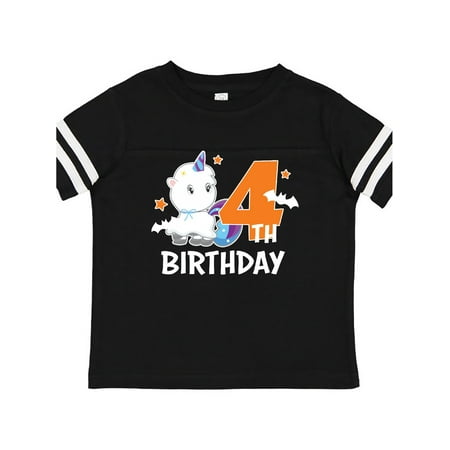 

Inktastic 4th Birthday with Unicorn Ghost and Bats Gift Toddler Toddler Girl T-Shirt