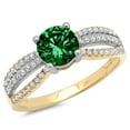 thumbnail image 2 of 1.27 ct Round Cut Simulated Emerald Solitaire with Accents Engagement Ring for Women in 14K Yellow/White Gold, 2 of 2