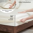 thumbnail image 4 of Tencel Lyocell Sheet Set  Size 3 count, Silky Soft Breathable Cooling Sheet Set with 16 Inch Deep Pocket for Hot Sleepers, Cream White, 4 of 6