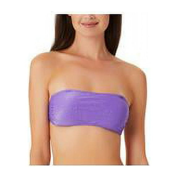 California Waves Metallic Shine Bandeau Bikini Top In Purple - XL
