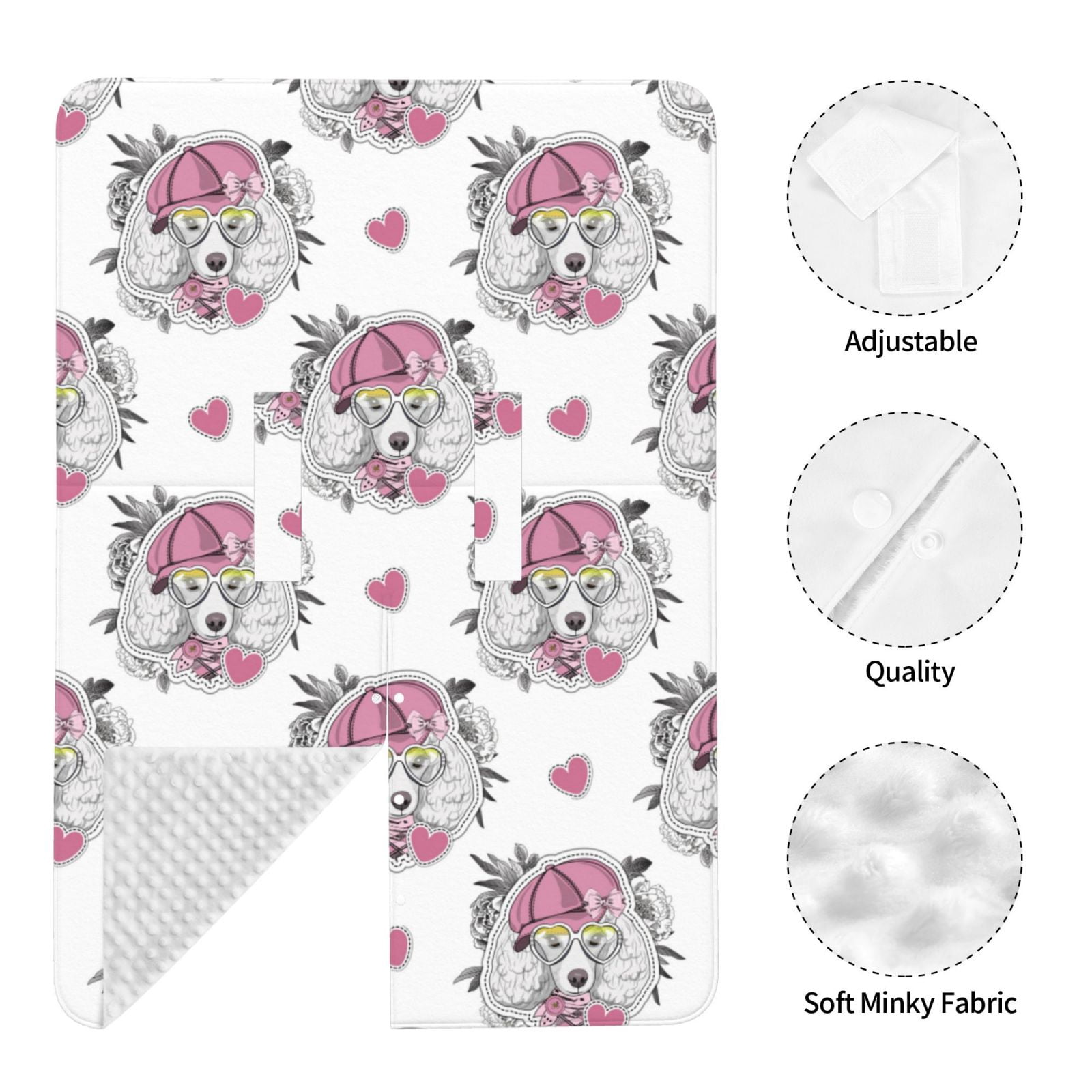 Naloa Cartoon Poodle Dog Baby Car Seat Cover, Breathable Baby Carrier Cover, Multiuse Baby Carrier Cover & Nursing Breastfeeding Cover
