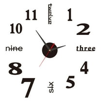 Nvzi Frameless DIY Wall Clock, Mute Round Shape Quartz Wall Clock Sticker Home Decorative Clock Wall Clocks,Black