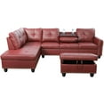 thumbnail image 4 of Golden Furniture Sectional Sofa Set, Faux Leather Sofa, Chaise Sectional Set with Ottoman, 4 of 8